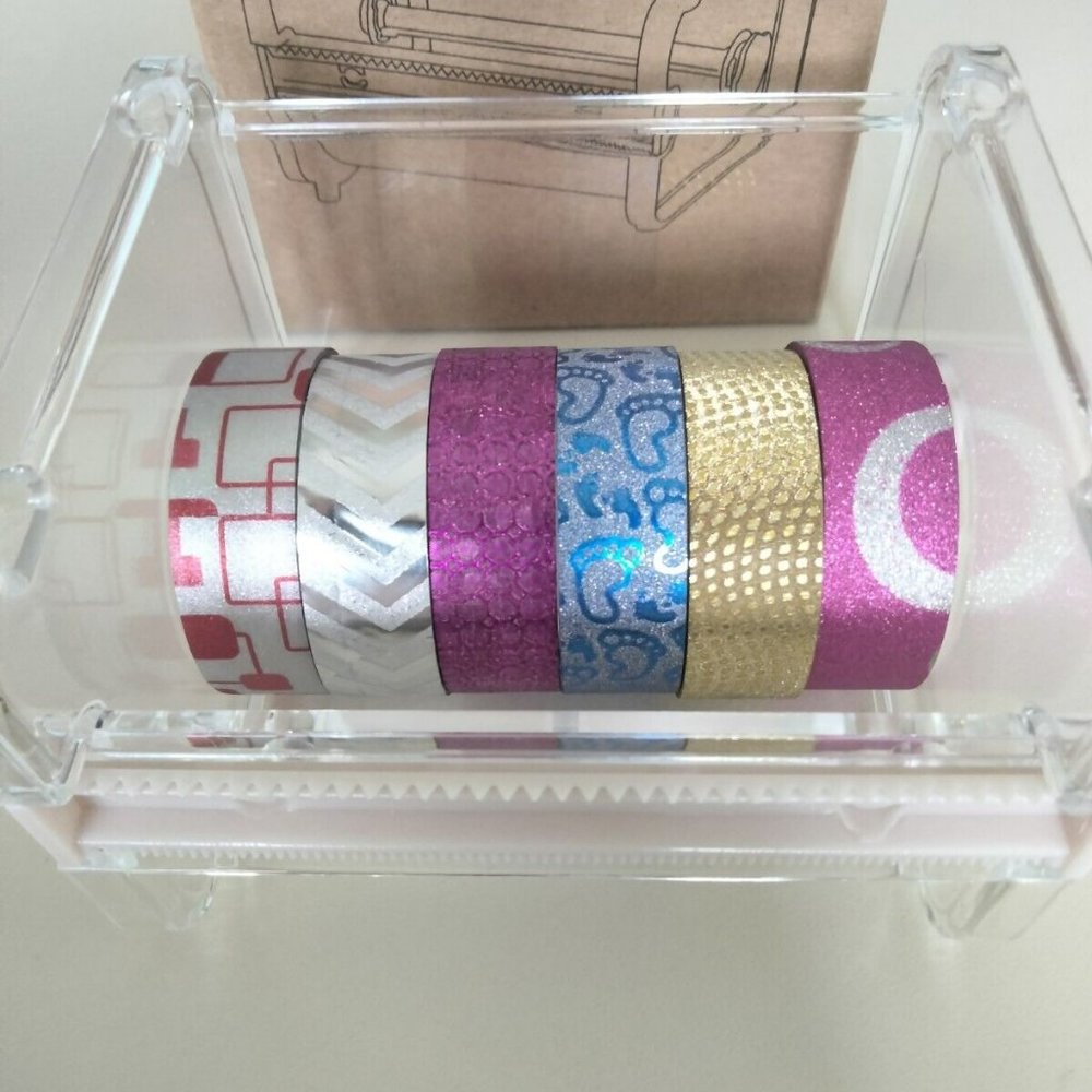 NEW- Washi Tape Holder Cutter Clear with Washi Tape Included